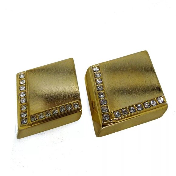 GANNNI VERSACE Earring Rhinestone Gold Plated Authentic used - Picture 1 of 6